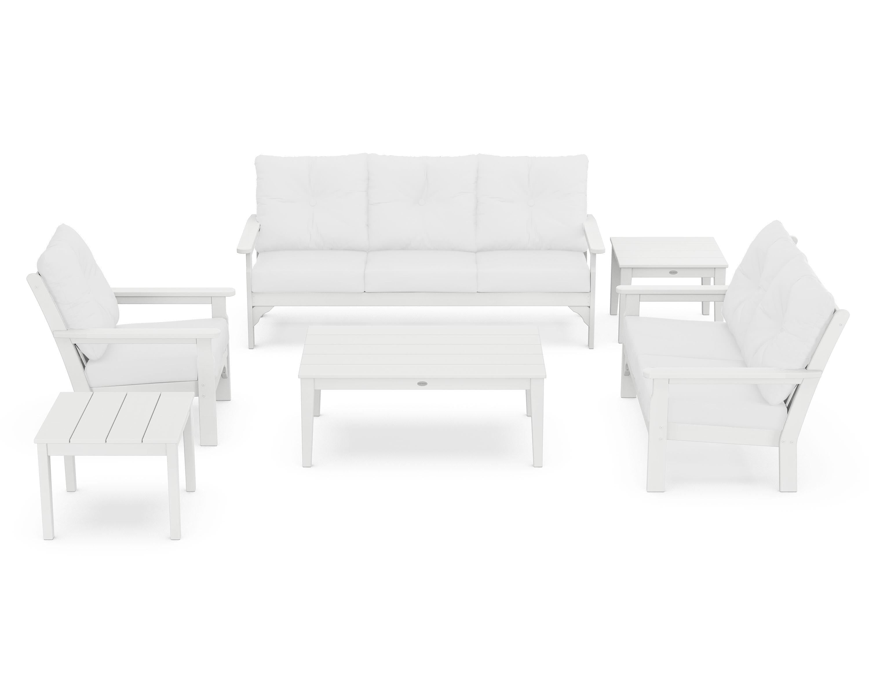 POLYWOOD® Vineyard 6-Piece Deep Seating Set in White / Natural