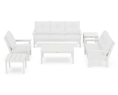 POLYWOOD® Vineyard 6-Piece Deep Seating Set in White / Natural