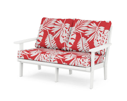 POLYWOOD® Oxford Deep Seating Loveseat in White / Leaf Crimson