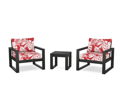 POLYWOOD® EDGE Sectional 3-Piece Deep Seating Set in Black / Leaf Crimson