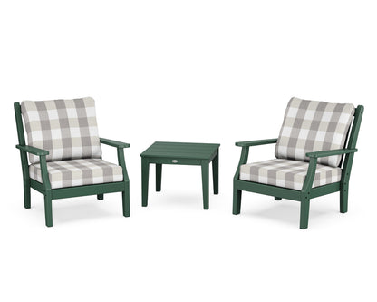 Country Living Wovendale 3-Piece Deep Seating Set in Green / Buffalo Plaid Grey Mist