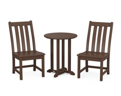 POLYWOOD® Vineyard Side Chair 3-Piece Round Bistro Dining Set in Mahogany