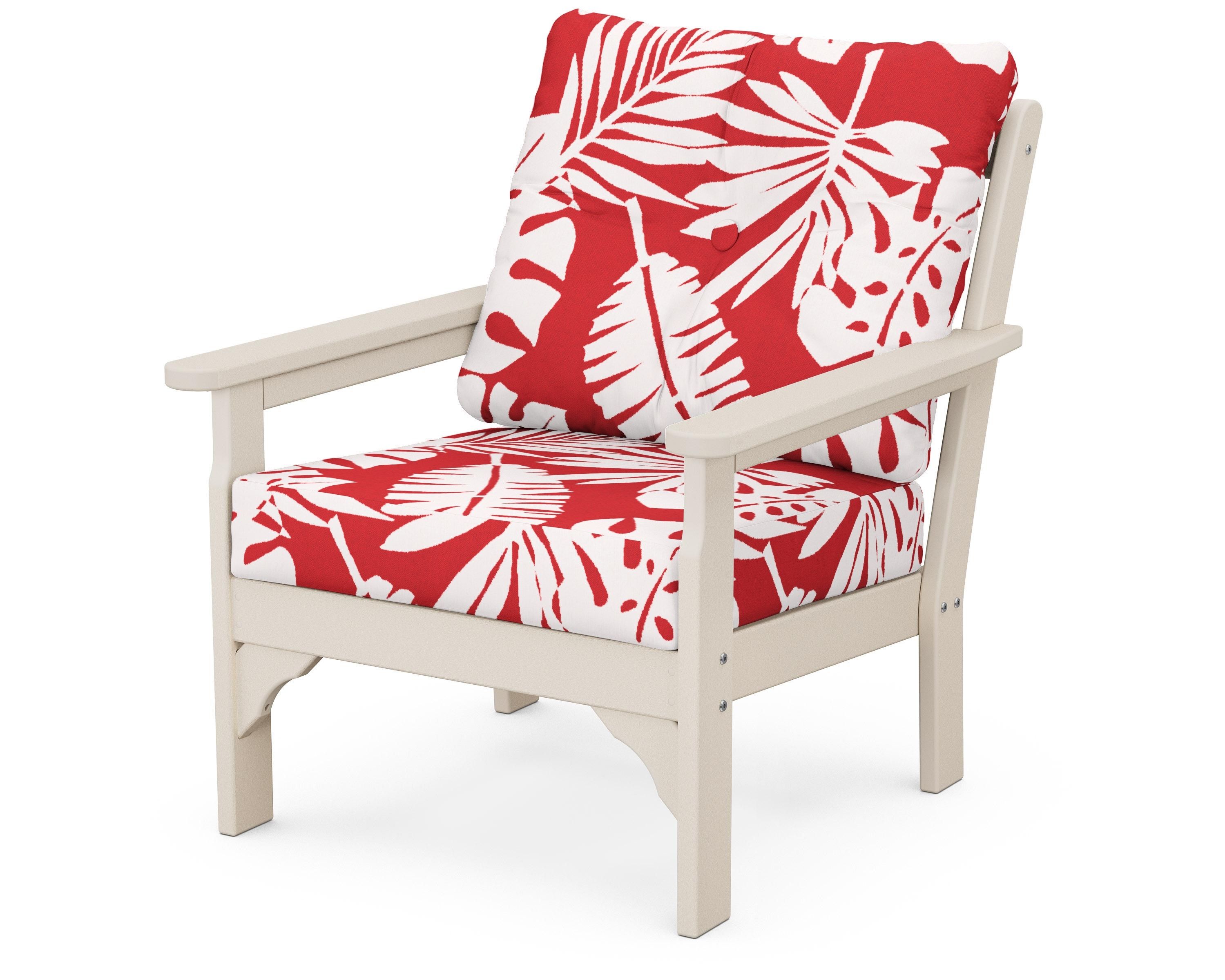 POLYWOOD® Vineyard Deep Seating Chair in Sand / Leaf Crimson