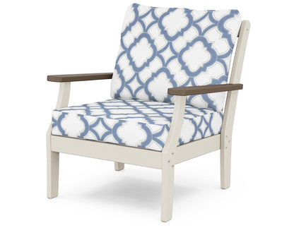 POLYWOOD® Braxton Deep Seating Chair in Sand / Kona / Trellis Sky Blue