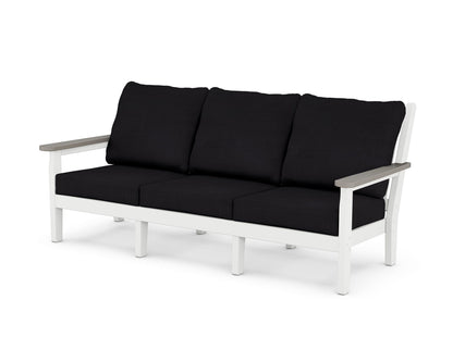 POLYWOOD® Chippendale Deep Seating Sofa in White / Driftwood / Midnight Linen