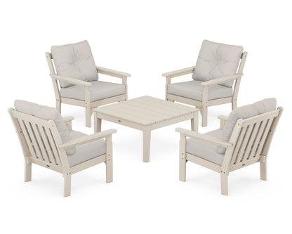 POLYWOOD® Vineyard 5-Piece Deep Seating Conversation Set in Sand / Cast Ash