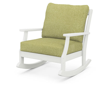 POLYWOOD® Braxton Deep Seating Rocking Chair in Vintage White / Chartreuse Boucle