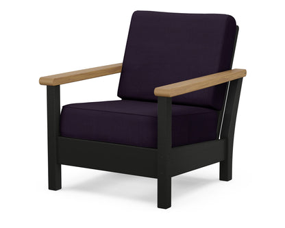 POLYWOOD® Harbour Deep Seating Chair in Black / Natural / Navy Linen