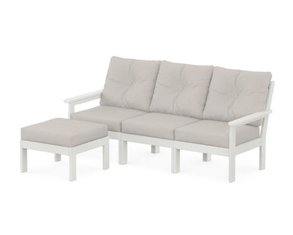 POLYWOOD® Vineyard 4-Piece Sectional with Ottoman in Vintage White / Cast Ash