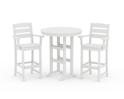 POLYWOOD® Lakeside 3-Piece Round Bar Arm Chair Set in White