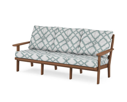 POLYWOOD® Mission Deep Seating Sofa in Teak / Trellis Glacier Spa