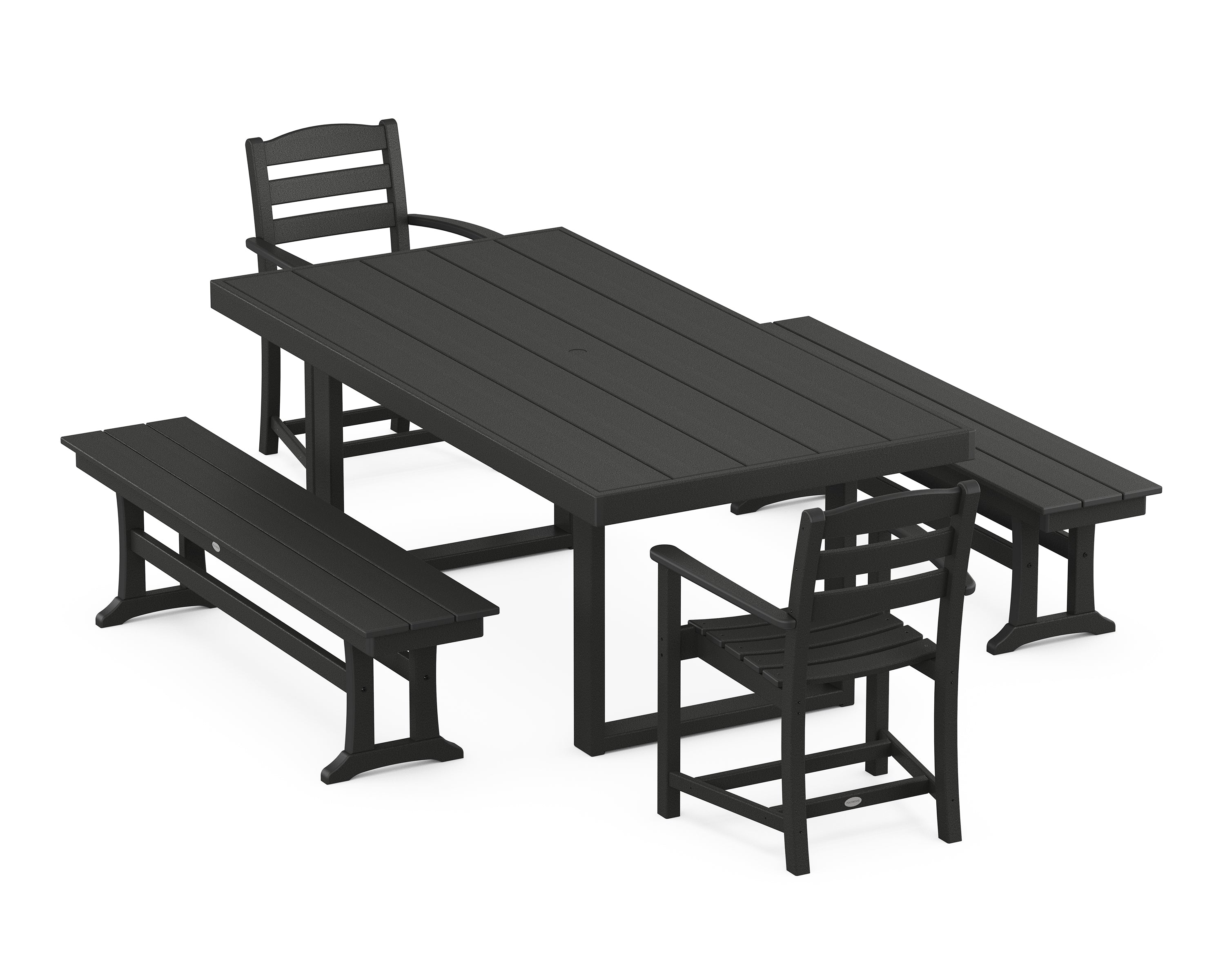 POLYWOOD® La Casa Café 5-Piece Dining Set with Benches in Black