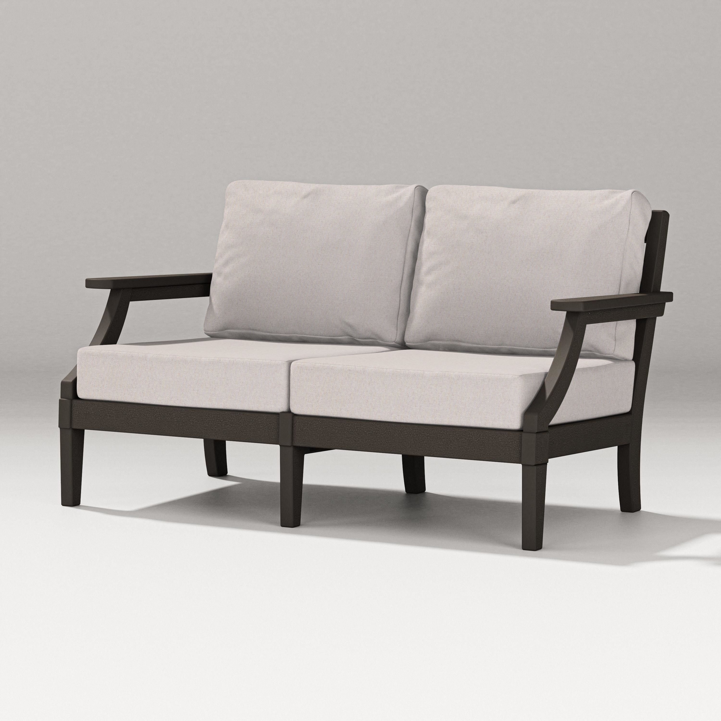 PW Designer Series Estate Loveseat in Vintage Coffee / Dune Burlap