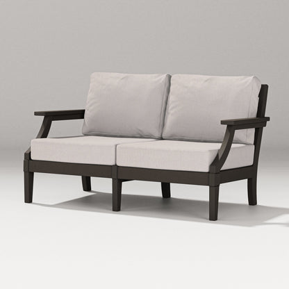 PW Designer Series Estate Loveseat in Vintage Coffee / Dune Burlap