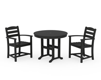 POLYWOOD® La Casa Café 3-Piece Round Dining Set in Black