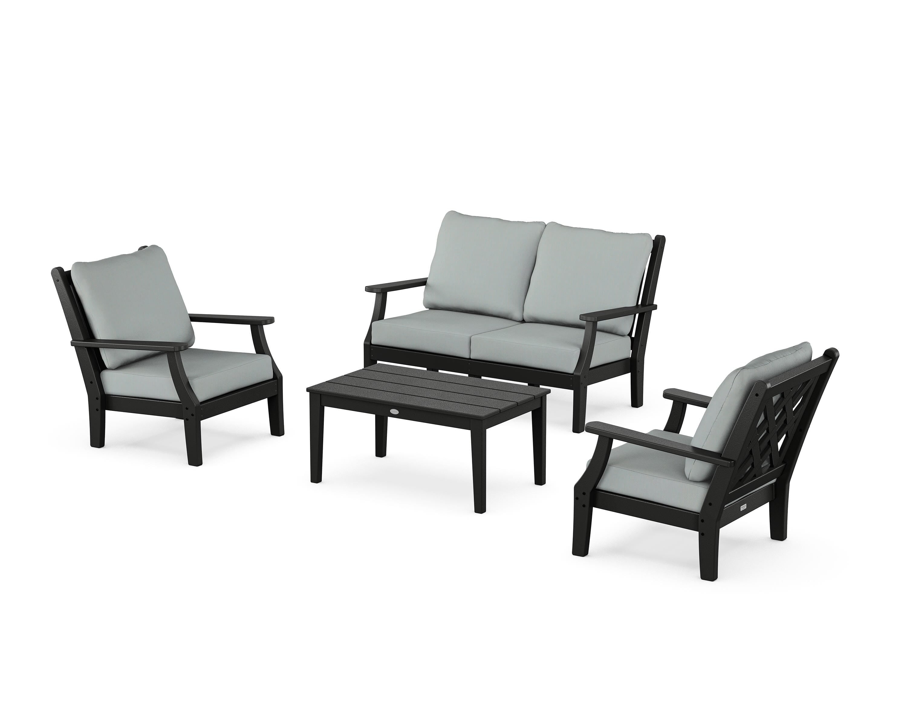 Country Living Wovendale 4-Piece Deep Seating Set with Loveseat in Black / Spa