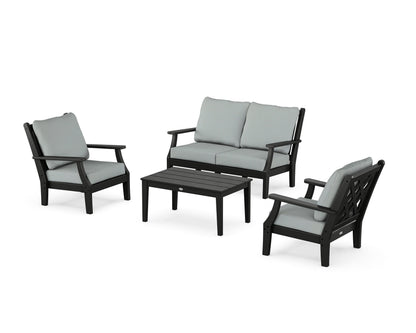 Country Living Wovendale 4-Piece Deep Seating Set with Loveseat in Black / Spa