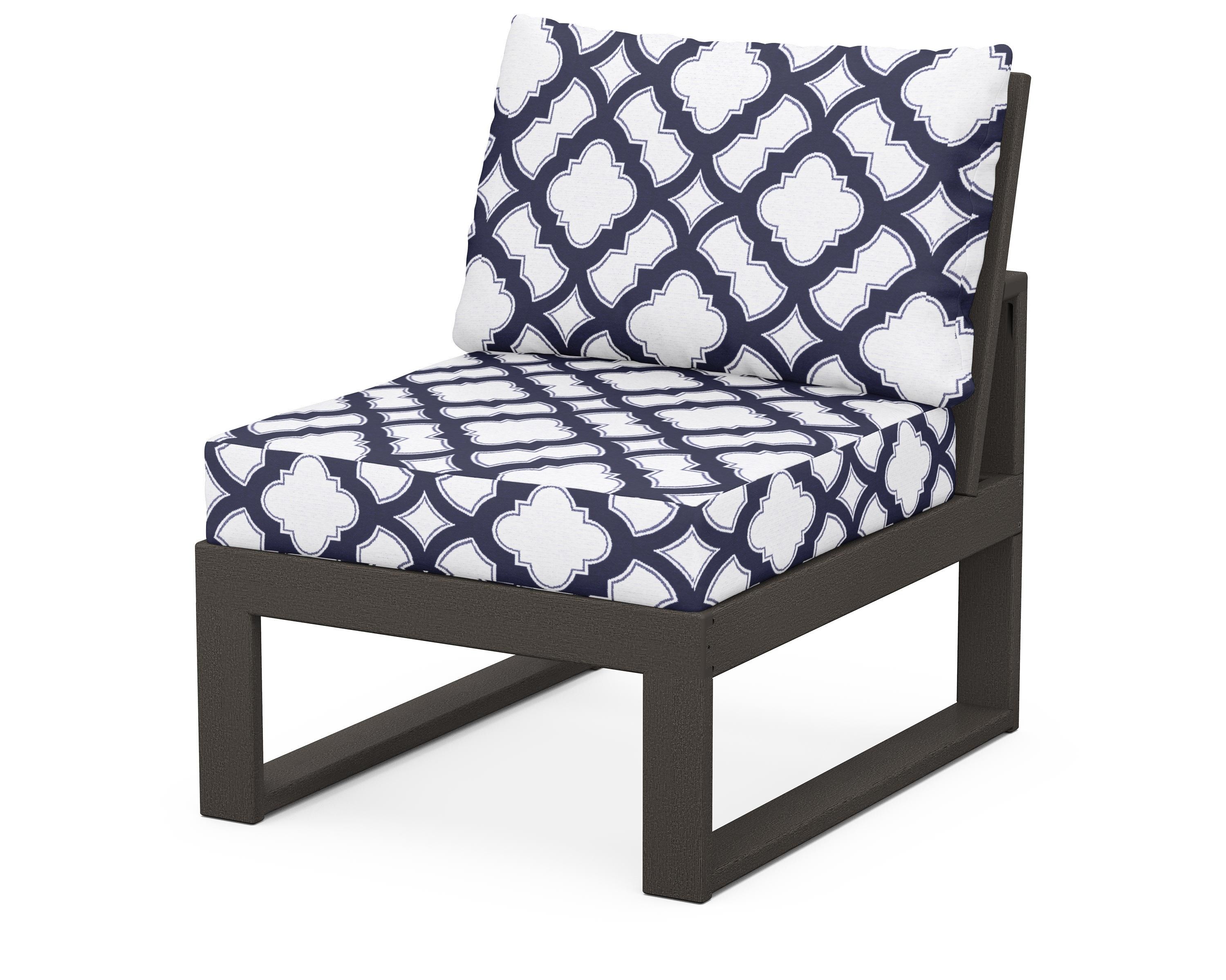 Unbranded Modular Armless Chair in Vintage Coffee / Trellis Navy