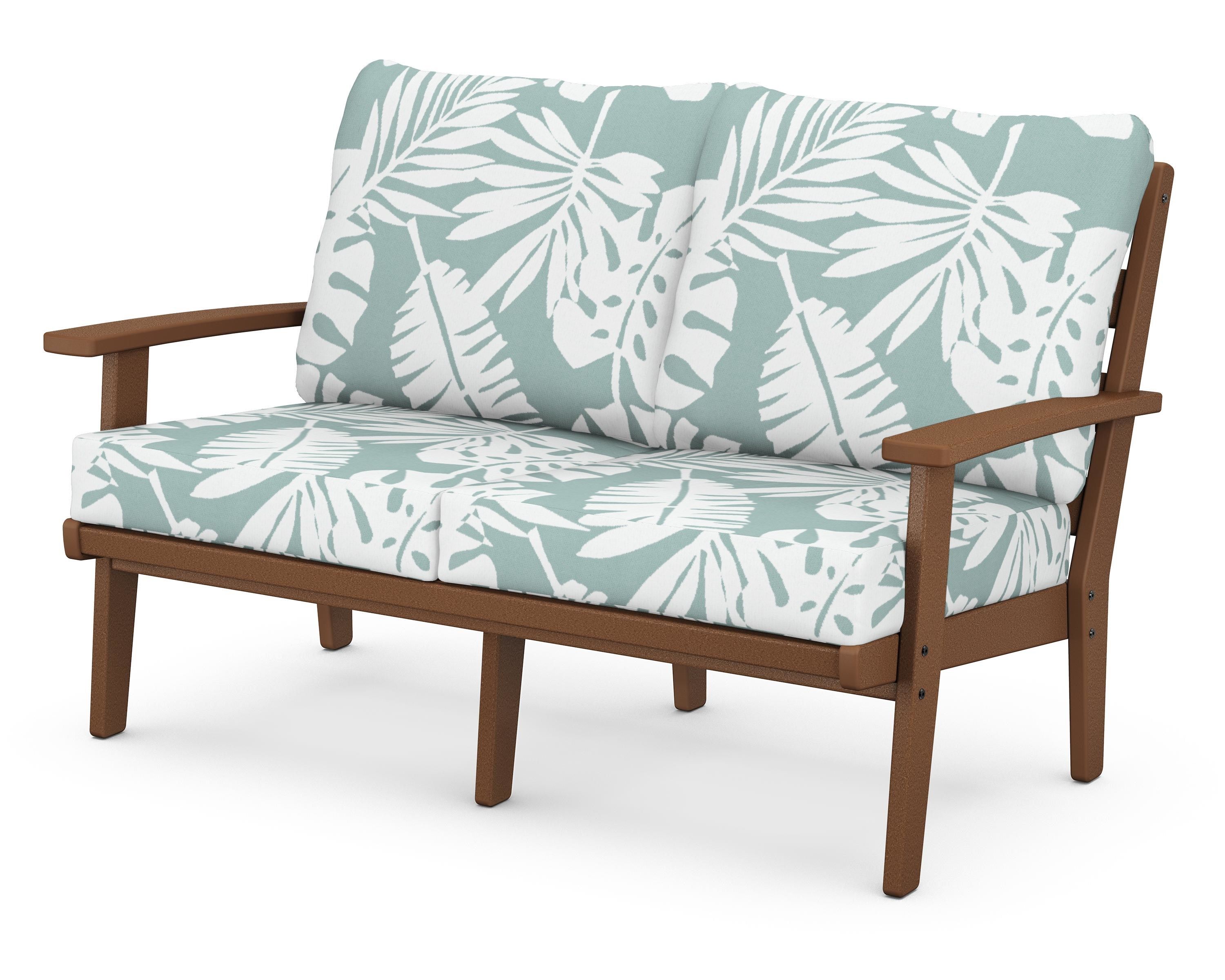 POLYWOOD® Grant Park Deep Seating Loveseat in Teak / Leaf Glacier Spa