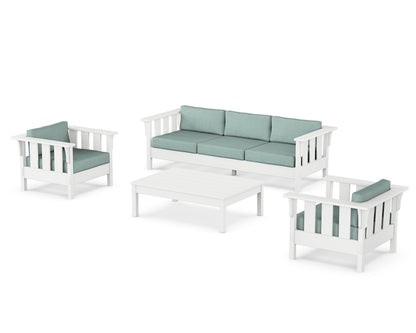 Martha Stewart by POLYWOOD® Acadia 4-Piece Deep Seating Set with Sofa in White / Glacier Spa