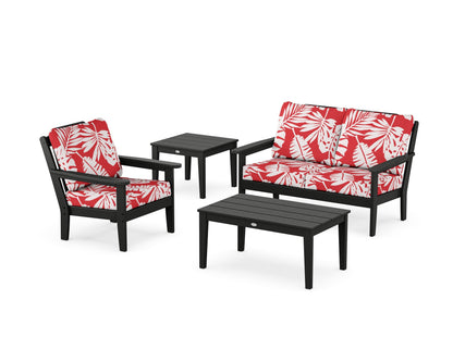 Country Living Wovendale 4-Piece Deep Seating Set in Black / Leaf Crimson