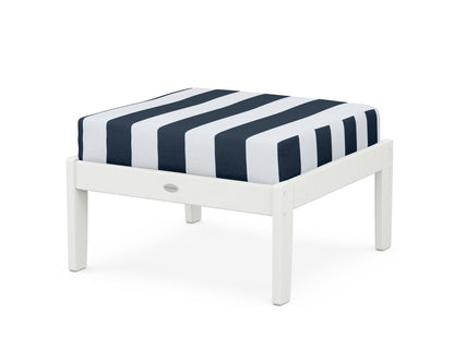 POLYWOOD® Braxton Deep Seating Ottoman in Vintage White / Cabana Stripe Marine Indigo