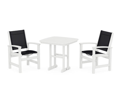 POLYWOOD® Coastal 3-Piece Dining Set in White / Black Sling