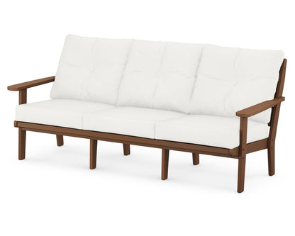 POLYWOOD® Lakeside Deep Seating Sofa in Teak / Natural Linen