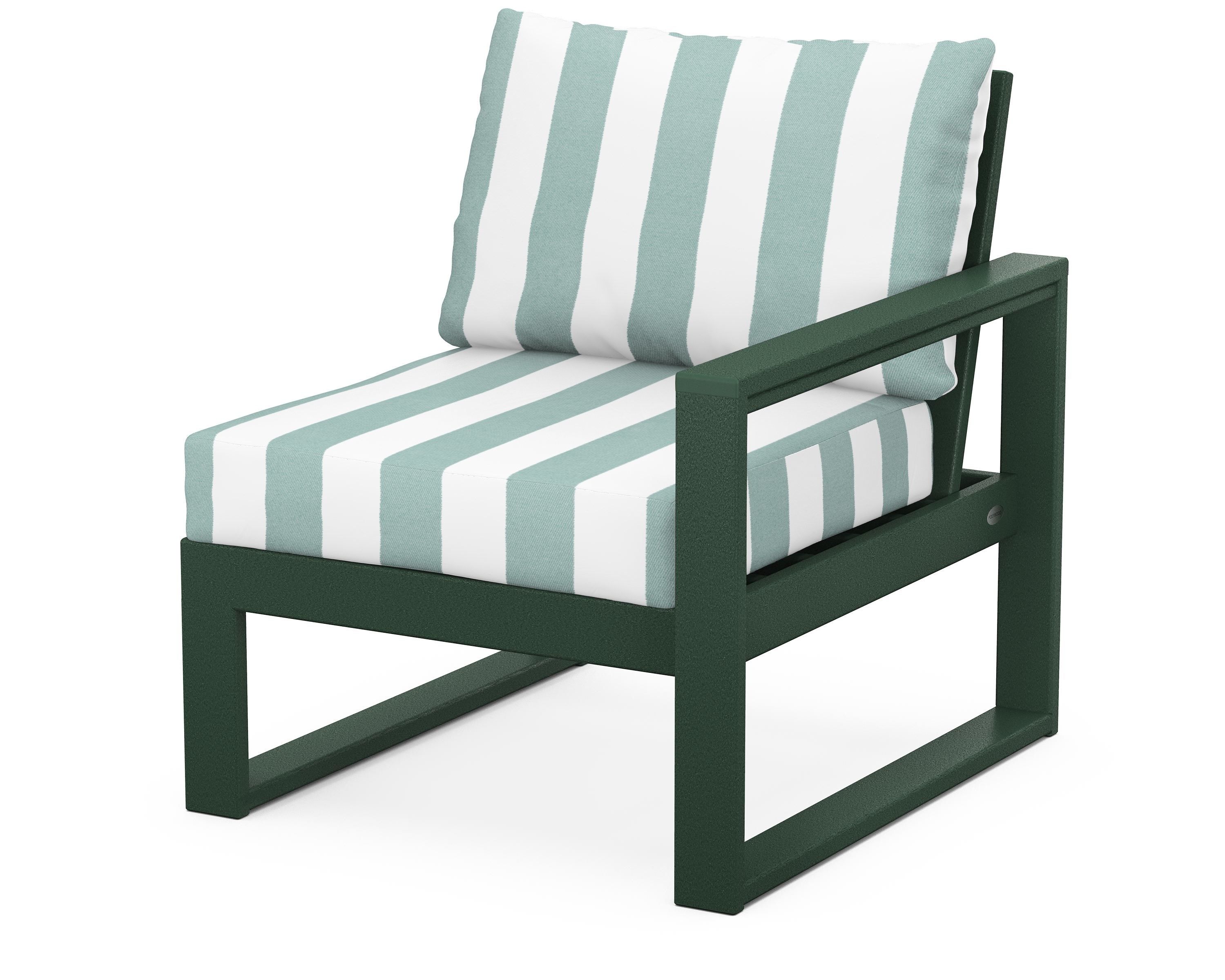 POLYWOOD® EDGE Modular Right Arm Chair in Green / Cabana Stripe Glacier Spa