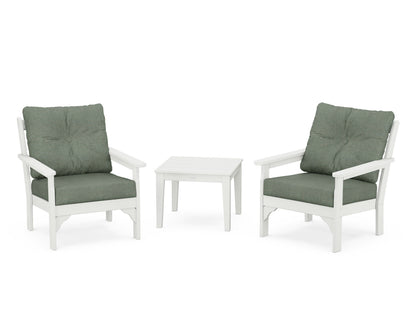 POLYWOOD® Vineyard 3-Piece Deep Seating Set in Vintage White / Cast Sage