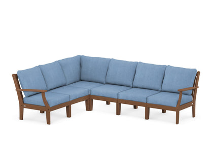 POLYWOOD® Braxton Modular 6-Piece Deep Seating Set in Teak / Sky Blue