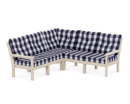 POLYWOOD® Vineyard 5-Piece Sectional in Sand / Buffalo Plaid Navy
