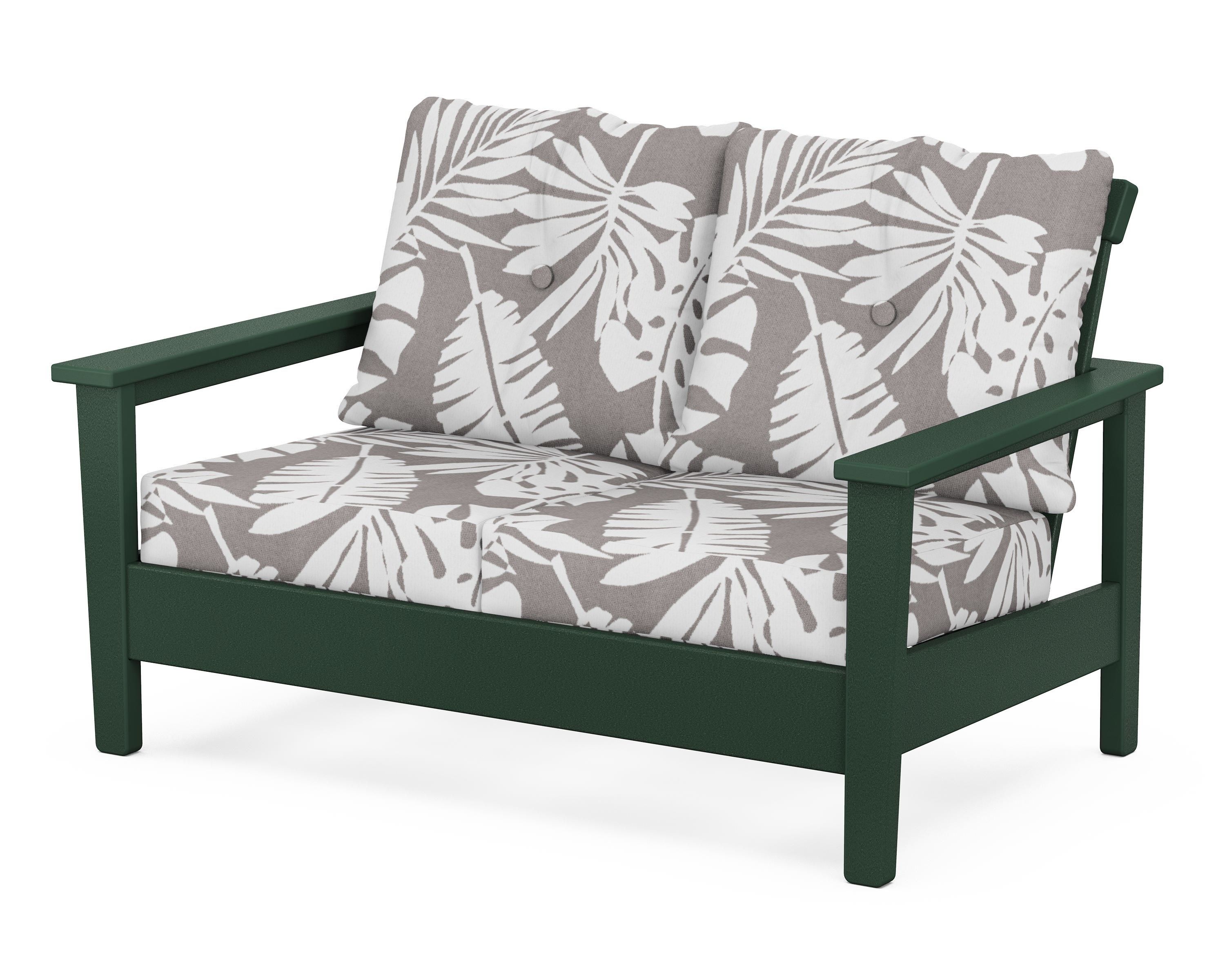 POLYWOOD® Prescott Deep Seating Loveseat in Green / Leaf Grey Mist