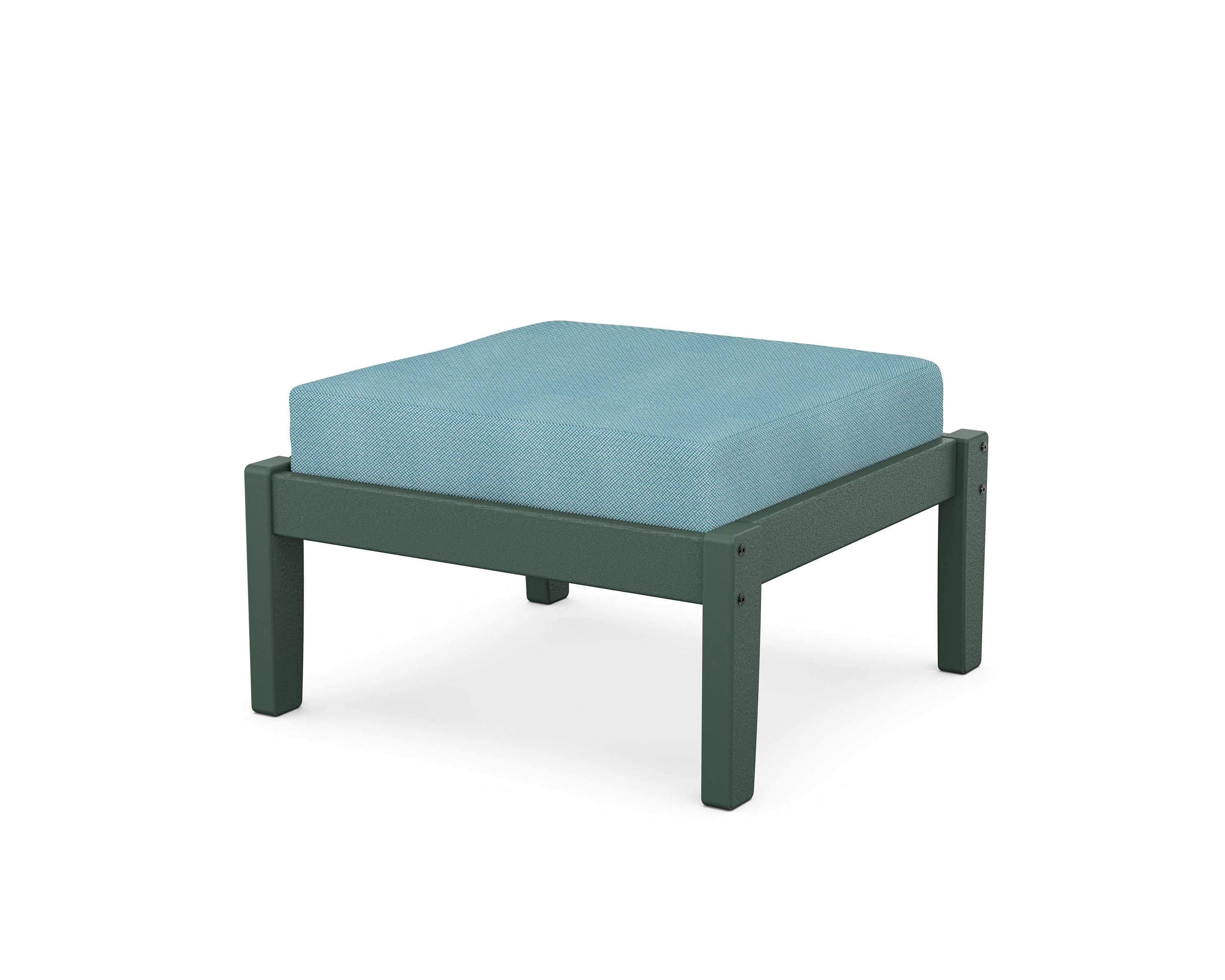 Unbranded Deep Seating Ottoman in Green / Lattice Sky Blue
