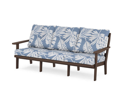 POLYWOOD® Mission Deep Seating Sofa in Mahogany / Leaf Sky Blue