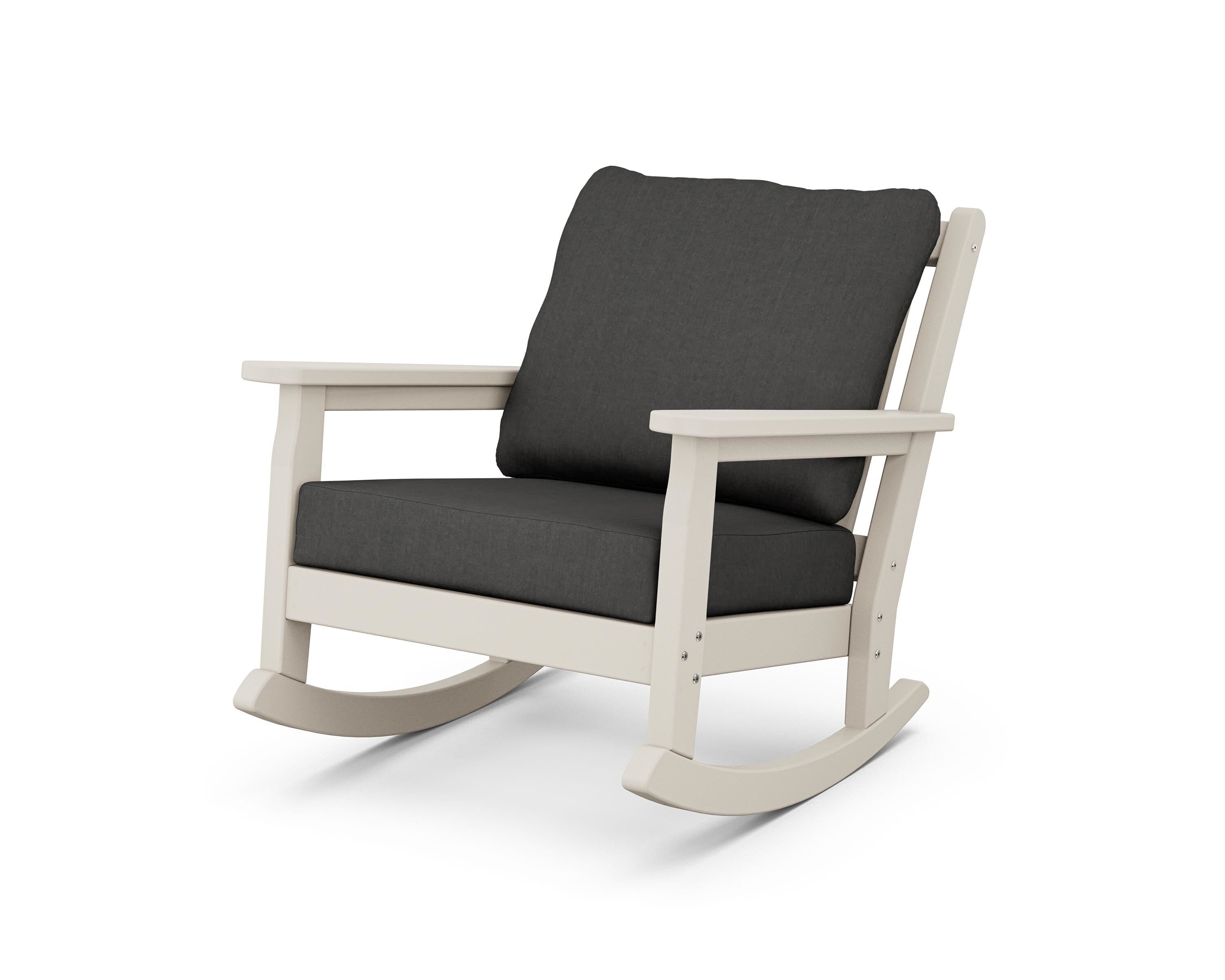 POLYWOOD® Chippendale Deep Seating Rocking Chair in Sand / Spectrum Carbon