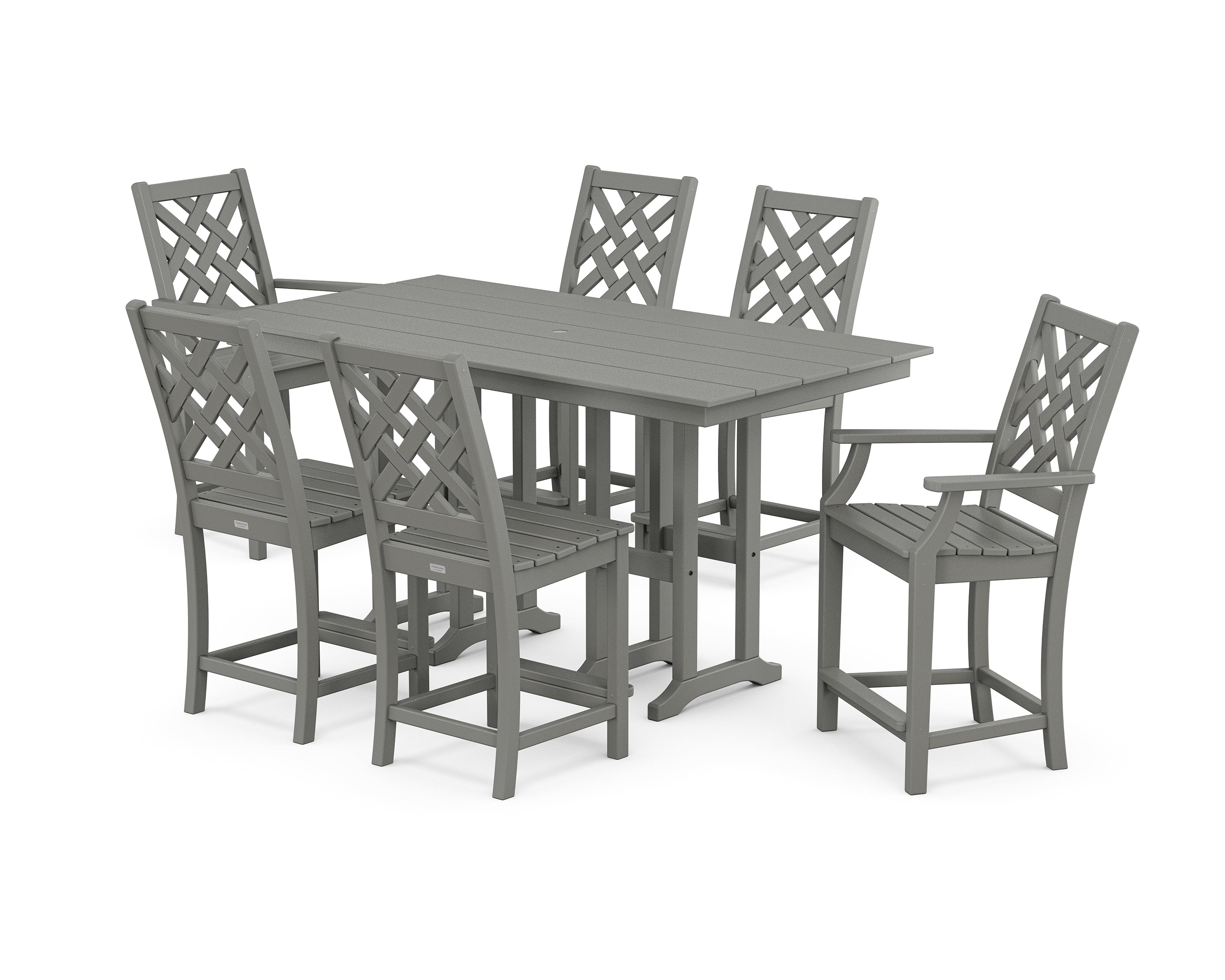Country Living Wovendale 7-Piece Farmhouse Counter Set in Slate Grey