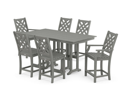 Country Living Wovendale 7-Piece Farmhouse Counter Set in Slate Grey