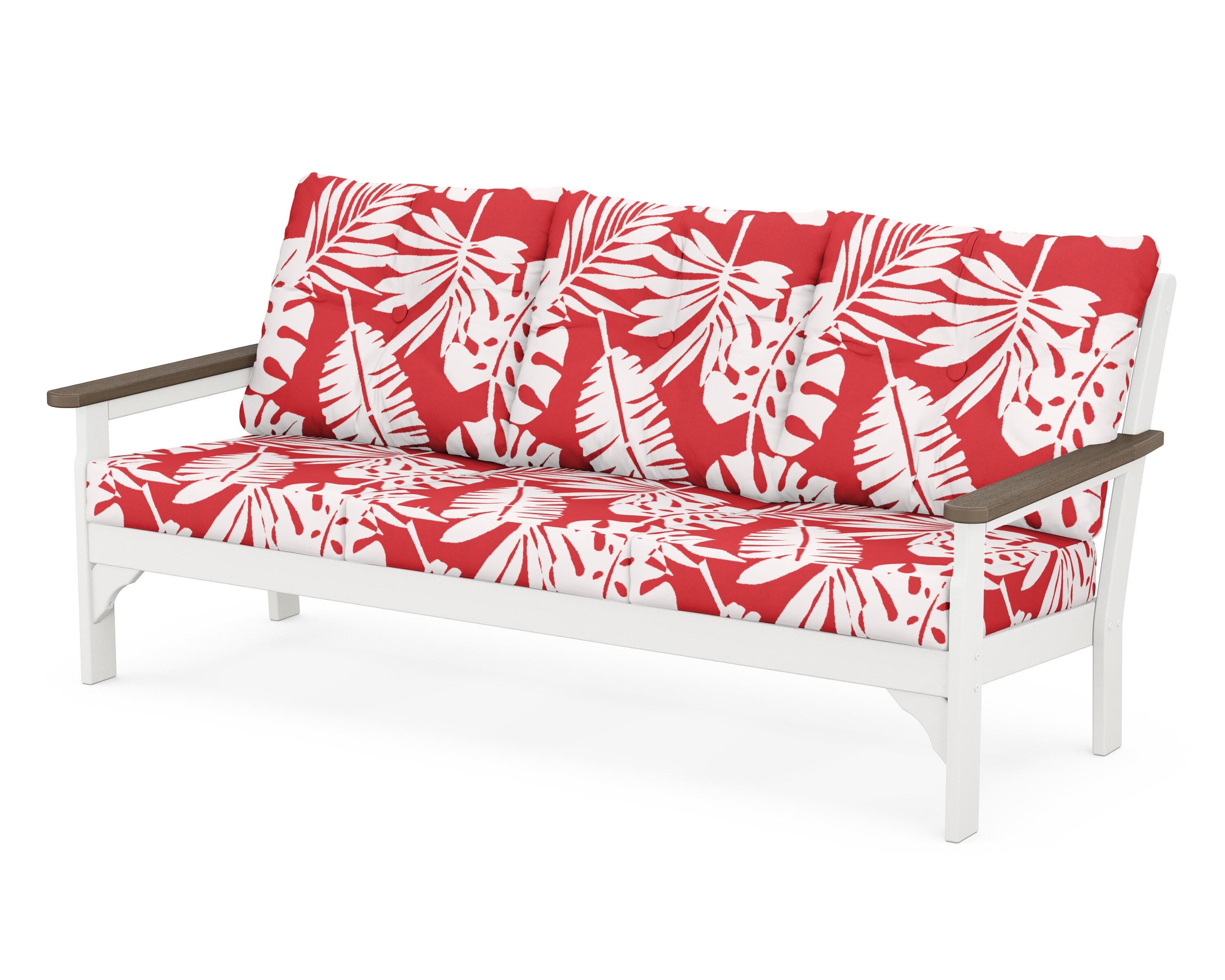 POLYWOOD® Vineyard Deep Seating Sofa in White / Kona / Leaf Crimson