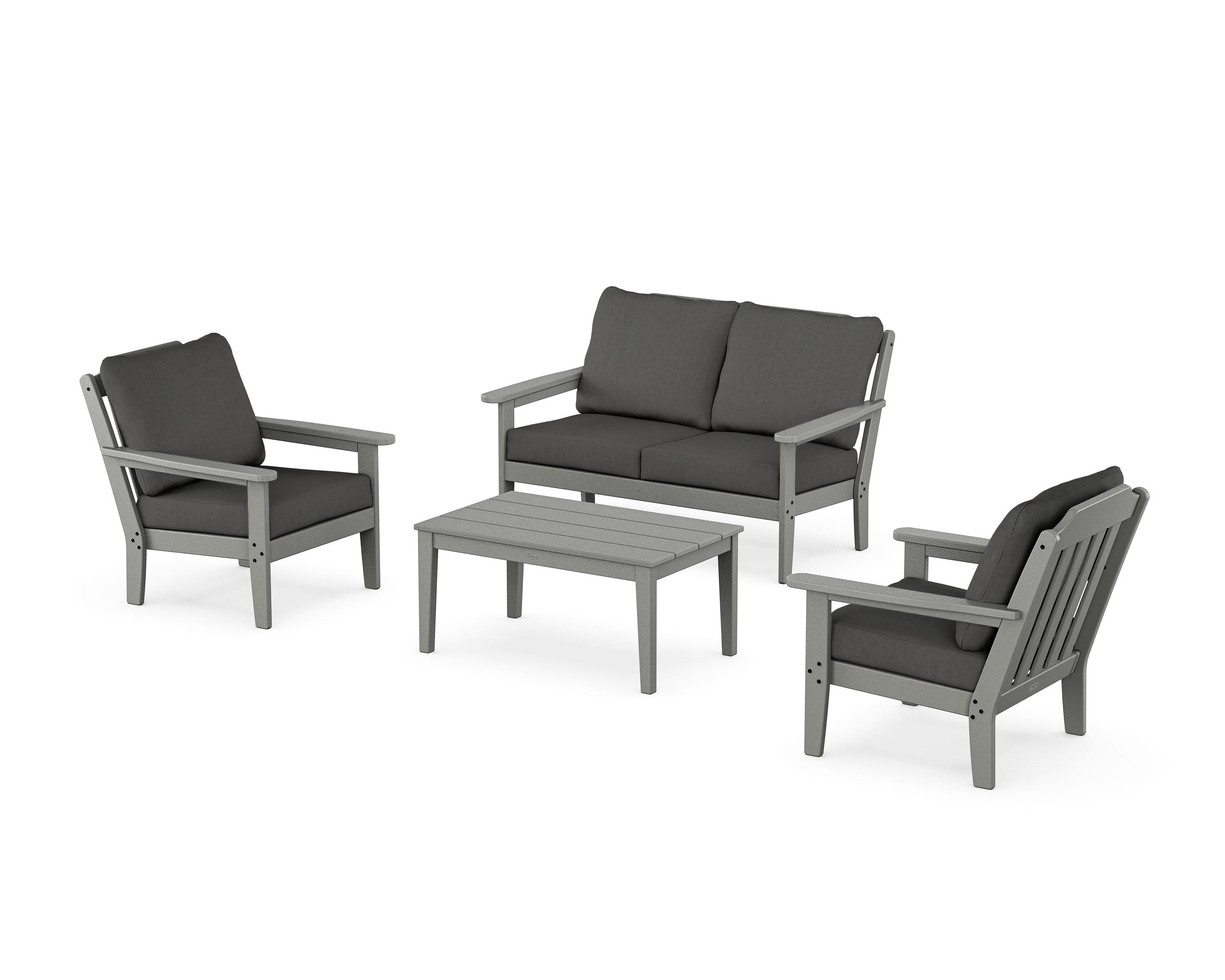 Country Living Cottage 4-Piece Deep Seating Set with Loveseat in Slate Grey / Spectrum Carbon