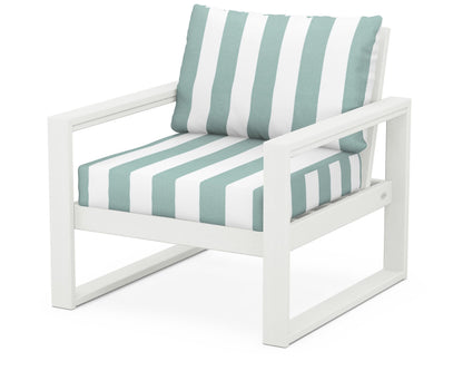 POLYWOOD® EDGE Club Chair in Vintage White / Cabana Stripe Glacier Spa