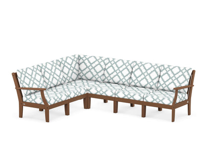 POLYWOOD® Braxton Modular 6-Piece Deep Seating Set in Teak / Trellis Glacier Spa