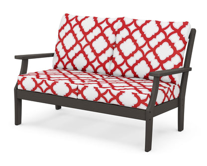 POLYWOOD® Braxton Deep Seating Loveseat in Vintage Coffee / Trellis Crimson
