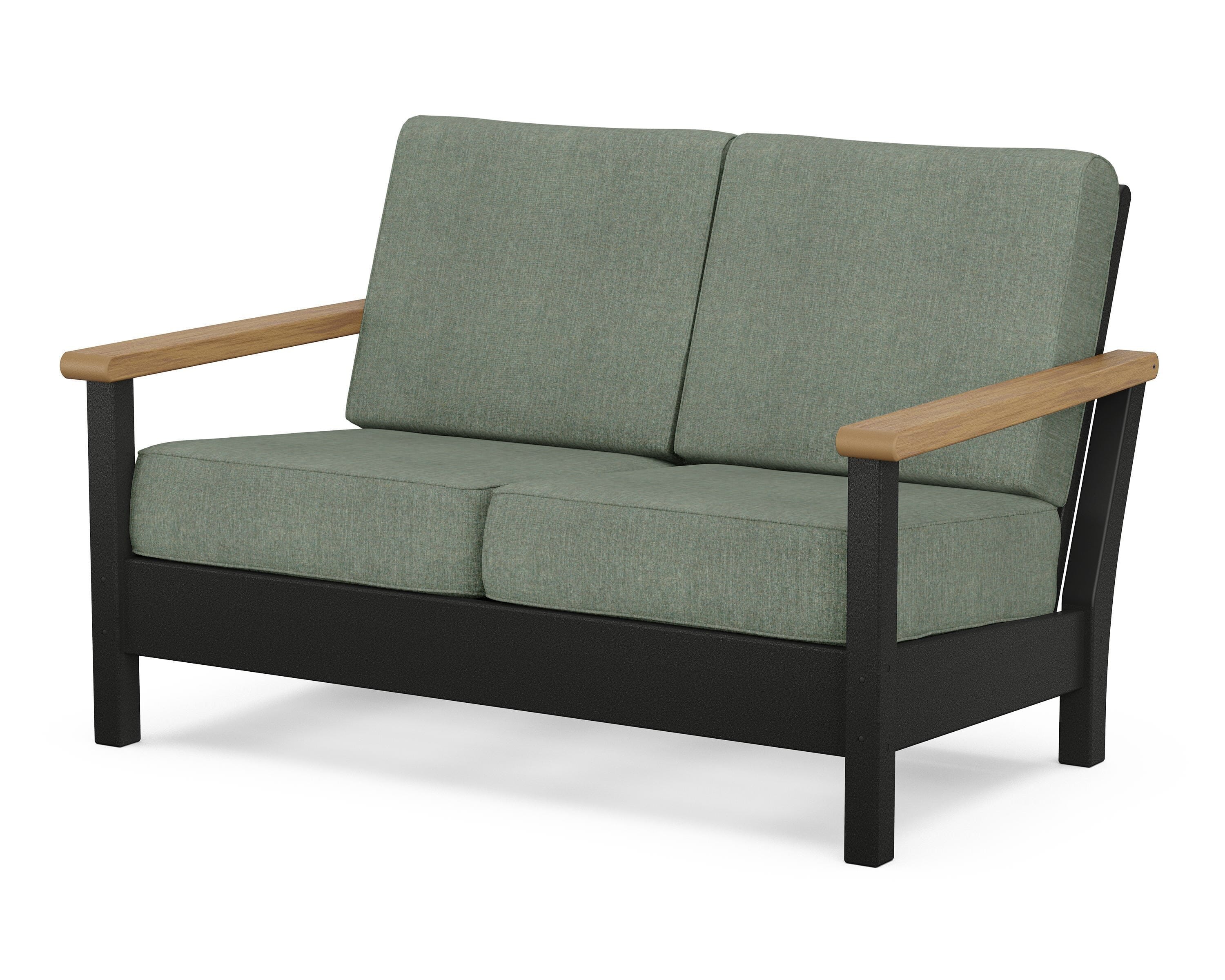 POLYWOOD® Harbour Deep Seating Loveseat in Black / Natural / Cast Sage