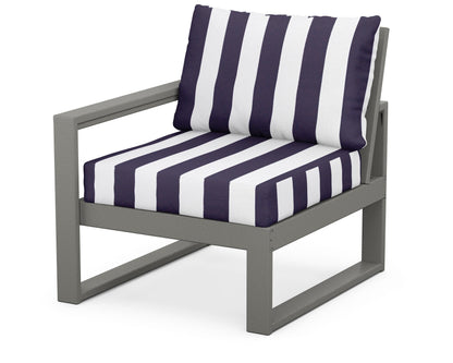 POLYWOOD® EDGE Modular Left Arm Chair in Slate Grey / Cabana Stripe Navy