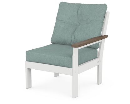 POLYWOOD® Vineyard Modular Right Arm Chair in White / Kona / Glacier Spa