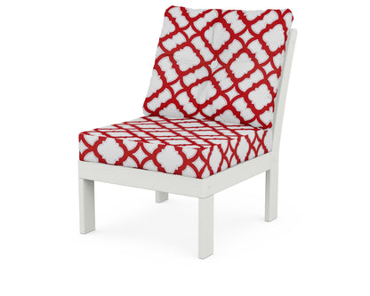 POLYWOOD® Vineyard Modular Armless Chair in Vintage White / Trellis Crimson
