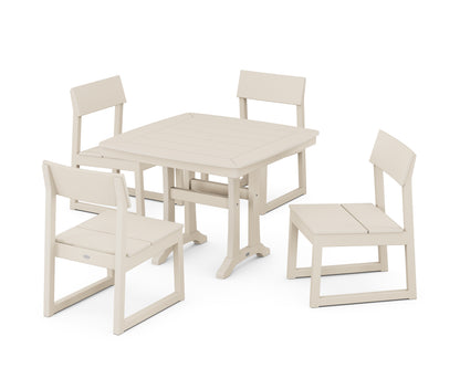 POLYWOOD® EDGE Side Chair 5-Piece Dining Set with Trestle Legs in Sand