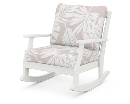 POLYWOOD® Braxton Deep Seating Rocking Chair in Vintage White / Leaf Dune Burlap