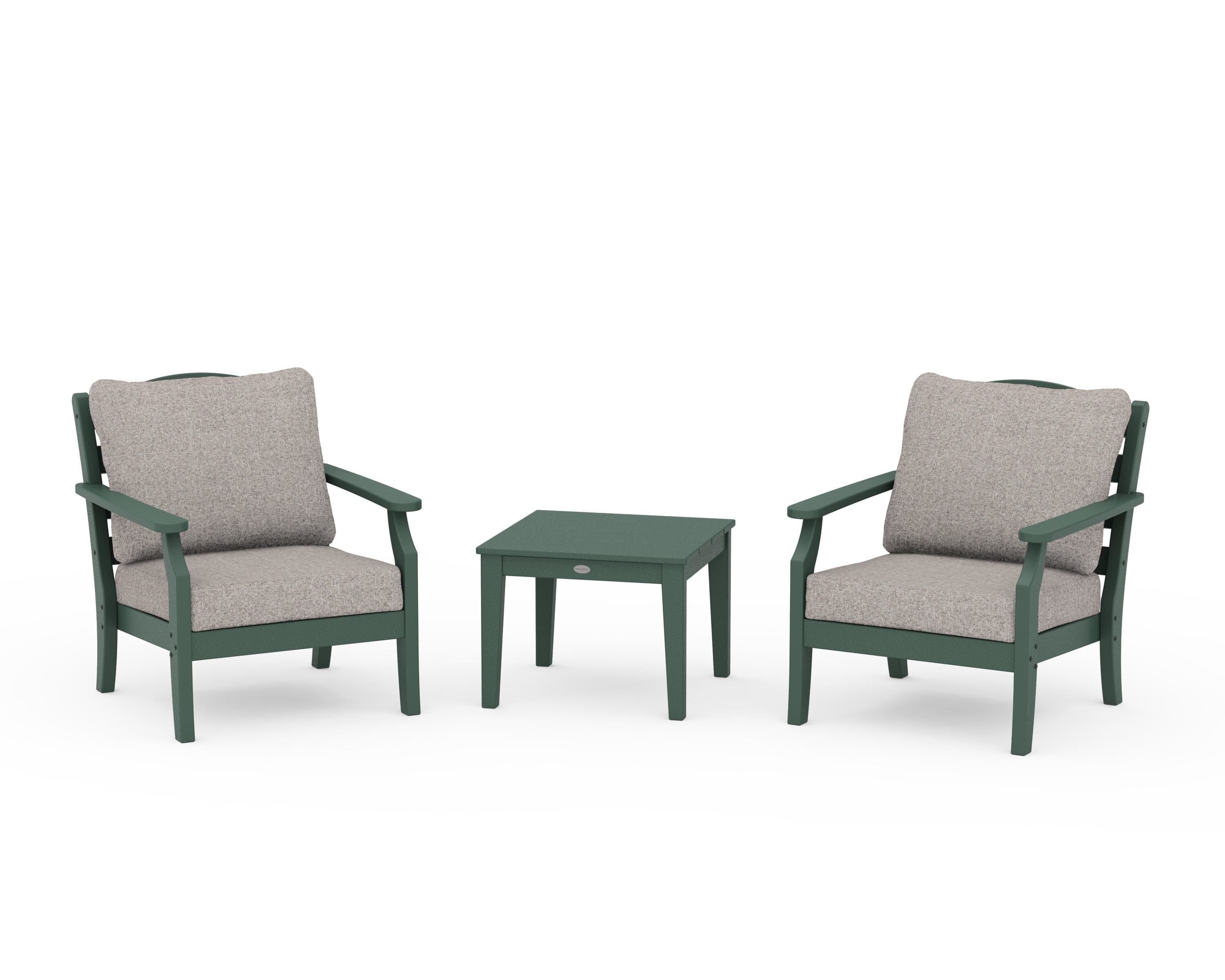 Draper James™ by  POLYWOOD® Savannah 3-Piece Deep Seating Set in Green / Weathered Tweed